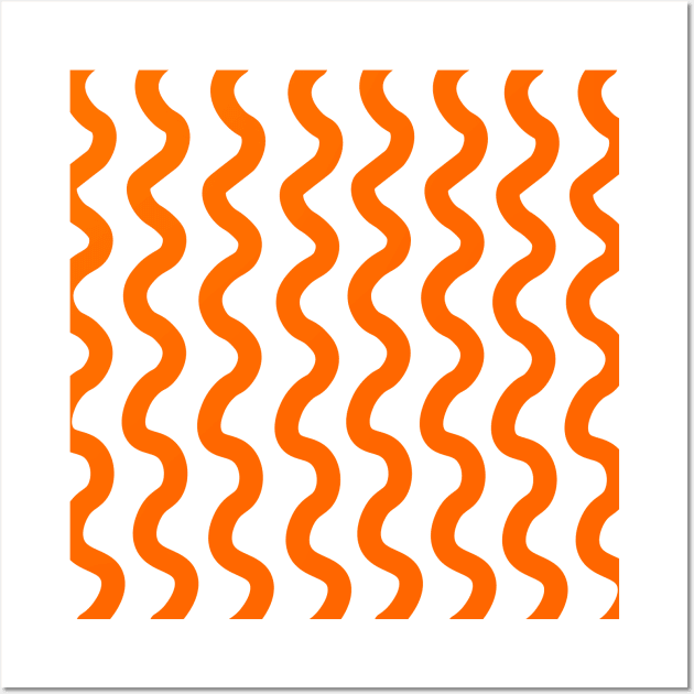 Orange vertical wavy curly lines pattern Wall Art by Baobabprintstore